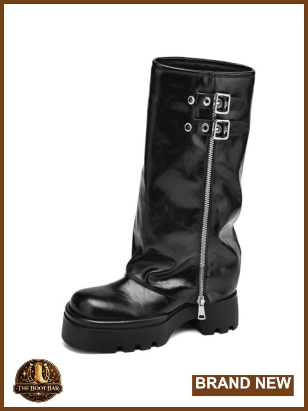 Women's Fold Over Knee High Riding Boots Chunky Platform Heel